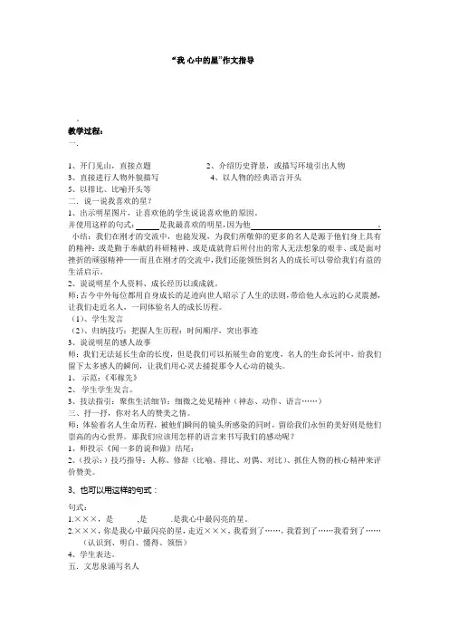 《我心中的星》作文指导教案