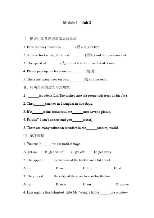 外研版英语九年级上册  Module 1  Unit 2 同步练习题 含答案