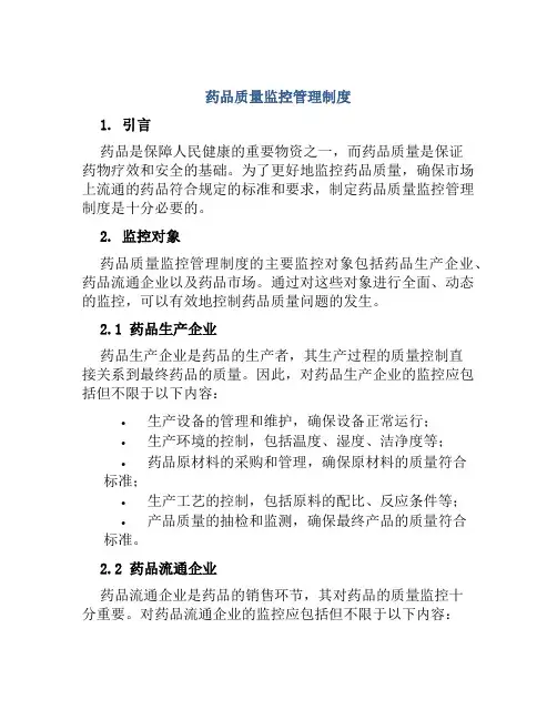 药品质量监控管理制度
