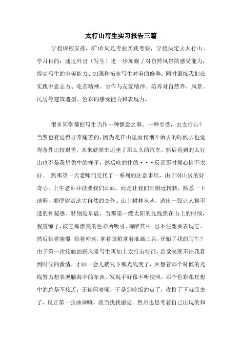 2021年太行山写生实习报告三篇