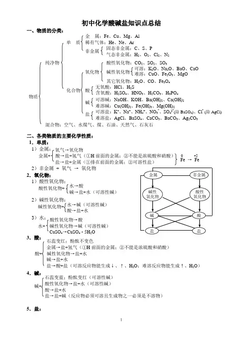 初中化学酸碱盐知识点总结