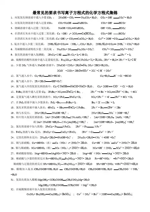 最常见的要求书写离子方程式的化学方程式集锦