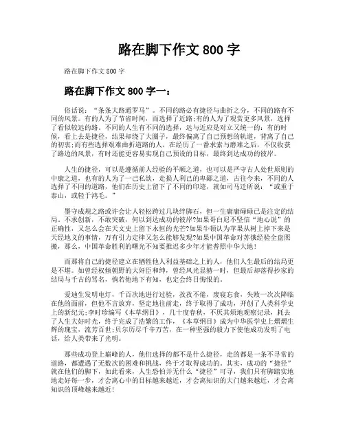 路在脚下作文800字
