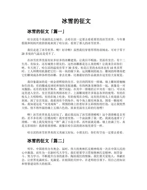 冰雪的征文精选五篇