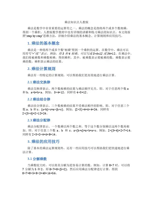 乘法知识点人教版