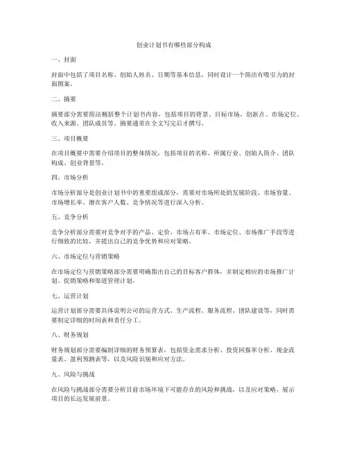 创业计划书有哪些部分构成