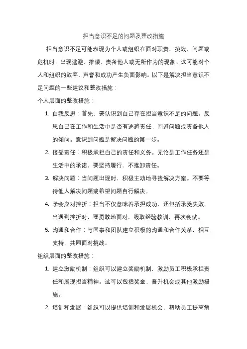担当意识不足的问题及整改措施