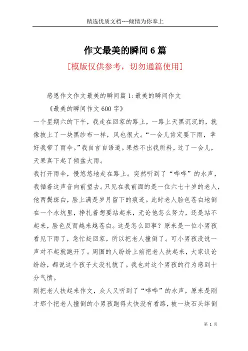 作文最美的瞬间6篇(共58页)