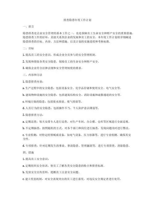 排查隐患年度工作计划