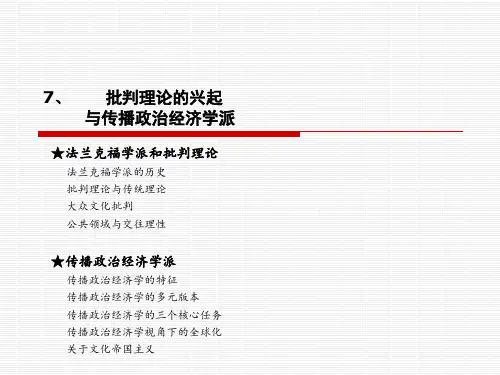 7、批判理论的兴起与传播政治经济学派