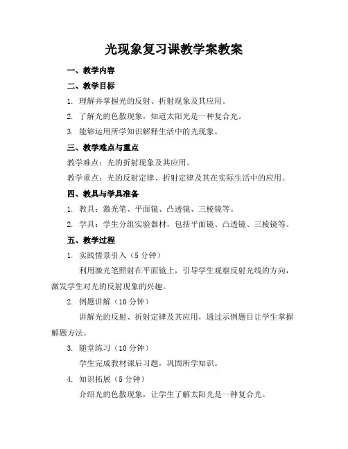 光现象复习课教学案教案