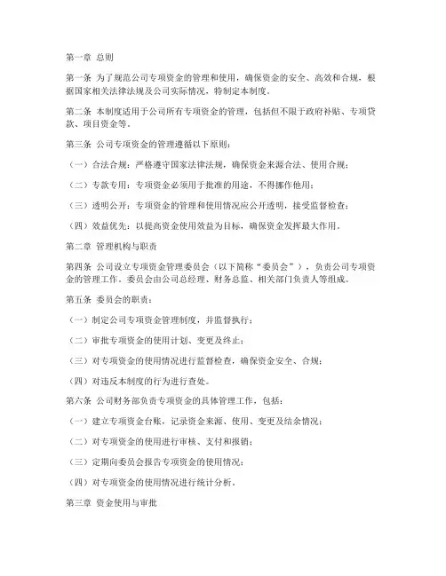 公司专项资金管理制度范本