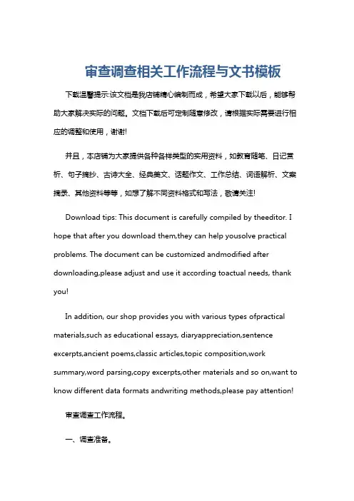 审查调查相关工作流程与文书模板