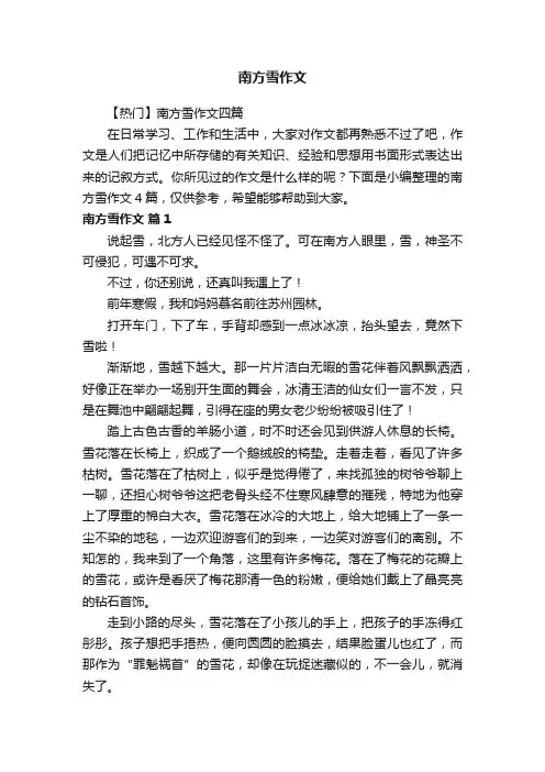 南方雪作文