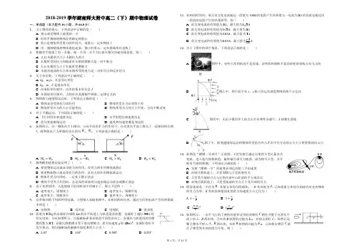 2018-2019学年湖南师大附中高二(下)期中物理试卷(解析版)