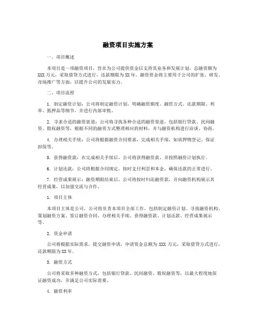 融资项目实施方案