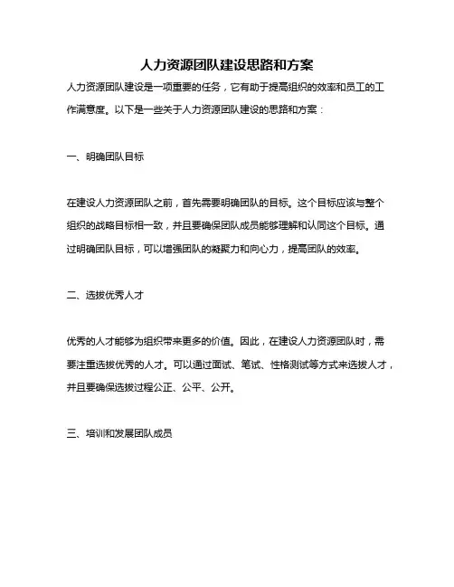 人力资源团队建设思路和方案