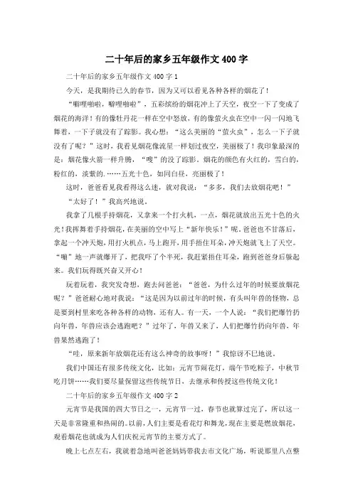 二十年后的家乡五年级作文400字