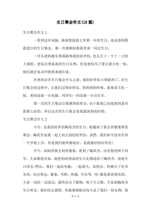 生日聚会作文(15篇)