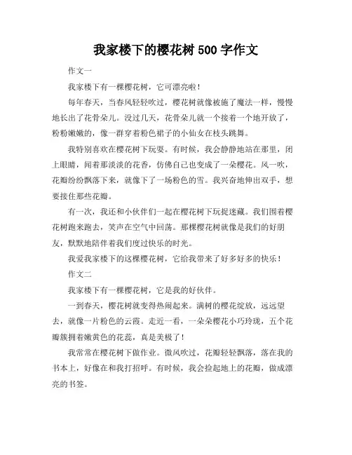 我家楼下的樱花树500字作文