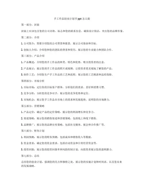 手工作品创业计划书ppt怎么做