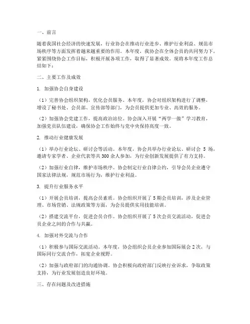 协会工作年度总结报告范文