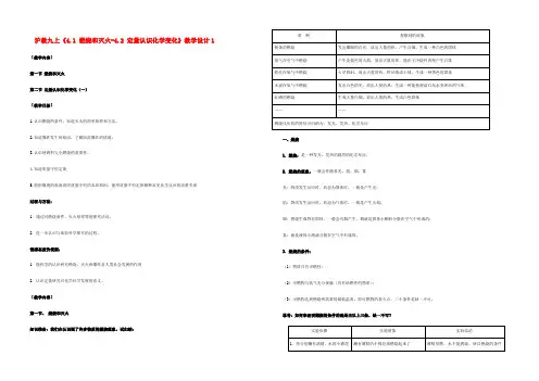 九年级化学上(41 燃烧和灭火-42 定量认识化学变化)教学设计1沪教版 教案