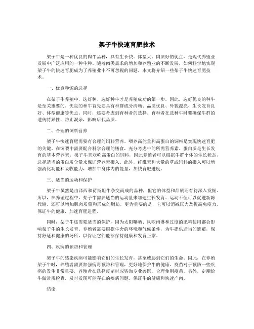 架子牛快速育肥技术
