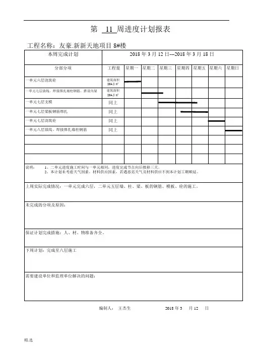 周进度计划报表格式经典.doc