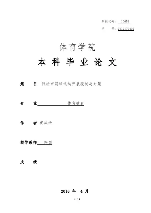 浅析成都市网球运动的发展现状与对策