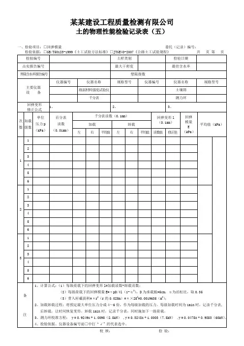 土的物理性能五(回弹模量(强度仪法) - 模板