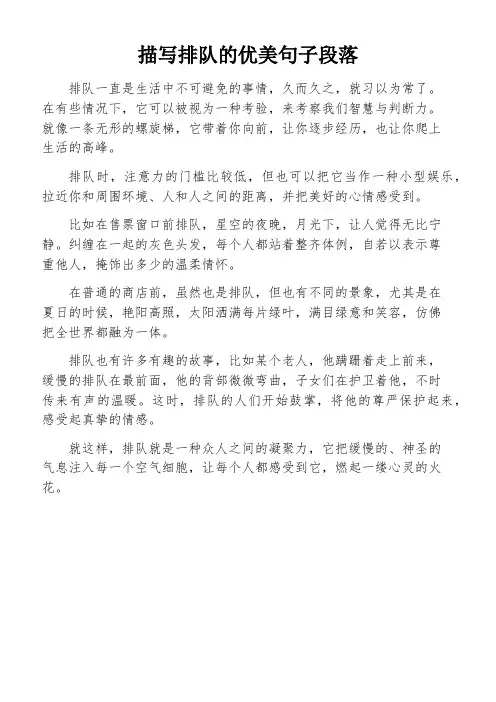 描写排队的优美句子段落