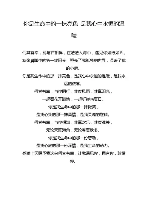 你是生命中的一抹亮色 是我心中永恒的温暖