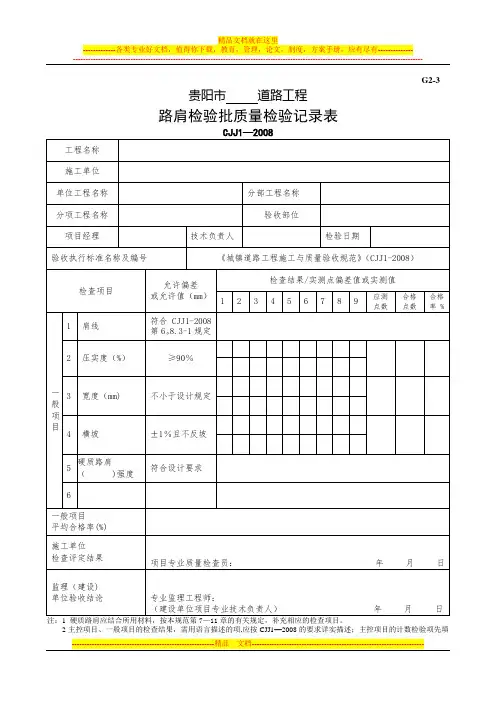 G2-3路肩施工检验批质量检验记录
