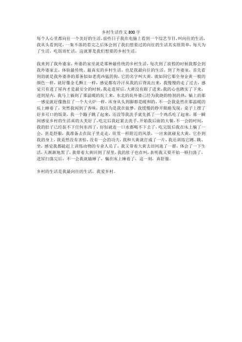 乡村生活作文800字