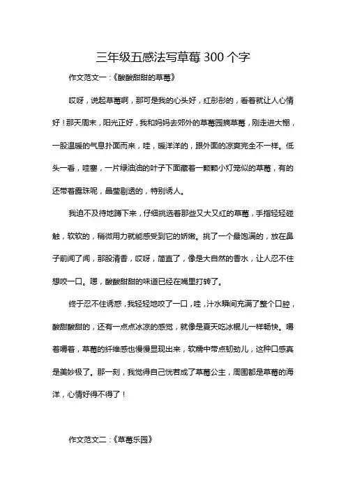 三年级五感法写草莓300个字