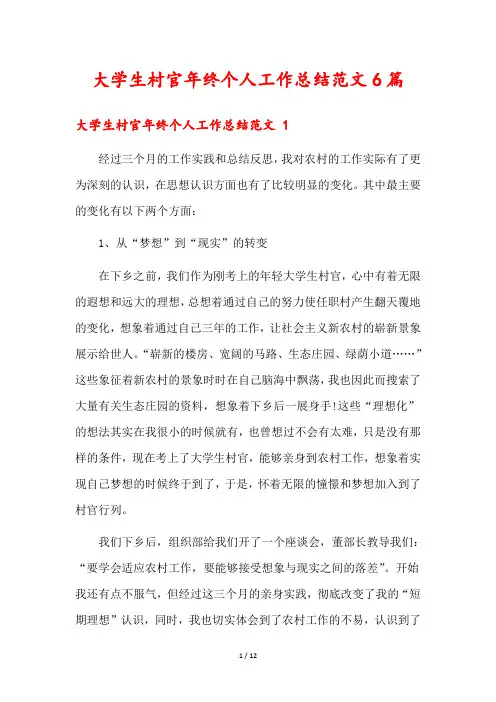大学生村官年终个人工作总结范文6篇
