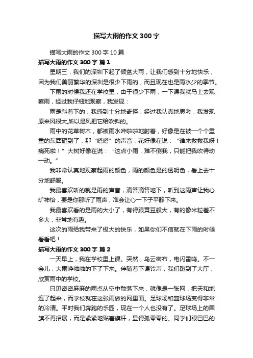 描写大雨的作文300字10篇