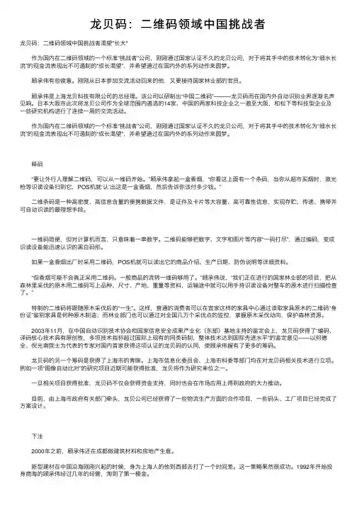 龙贝码：二维码领域中国挑战者