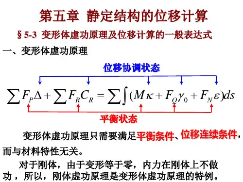 静力结构的位移计算——变形体虚功原理及位移计算的一般表达式