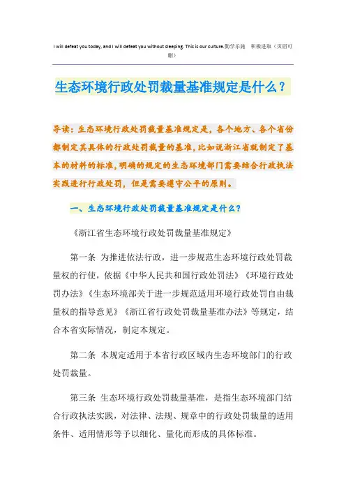 生态环境行政处罚裁量基准规定是什么？