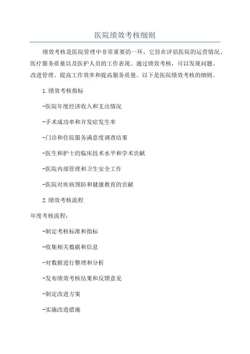 医院绩效考核细则