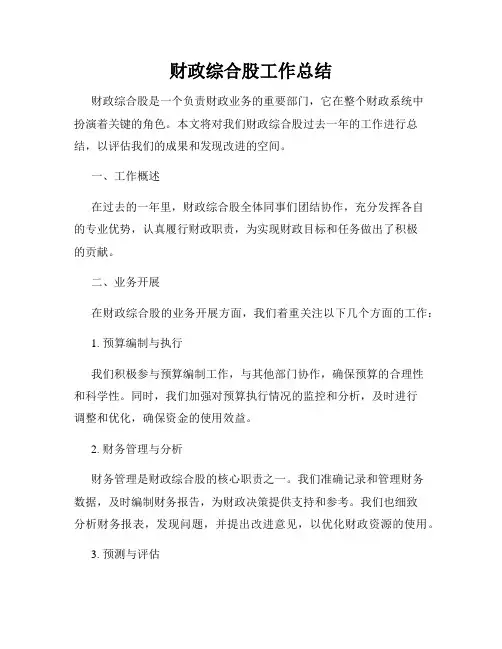 财政综合股工作总结