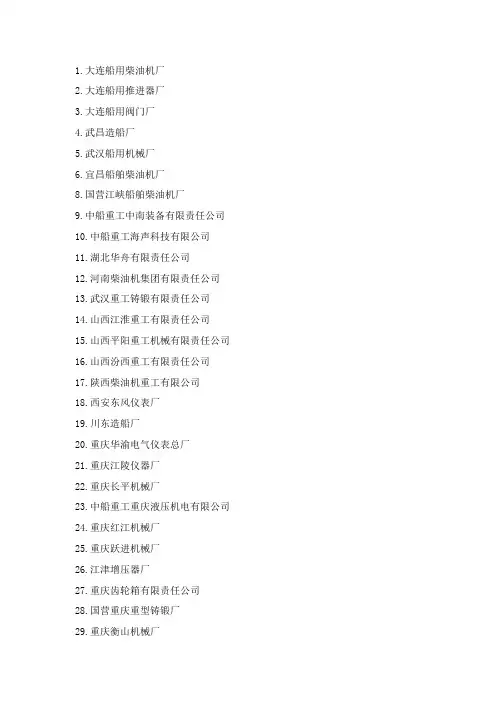 中船重工企业名单