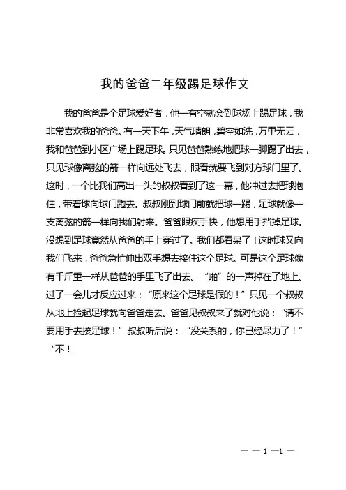 我的爸爸二年级踢足球作文