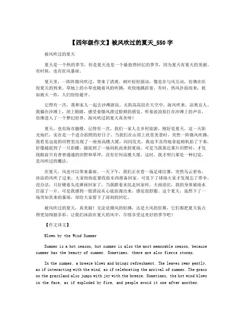【四年级作文】被风吹过的夏天_550字