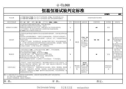 恒温恒湿试验判定标准