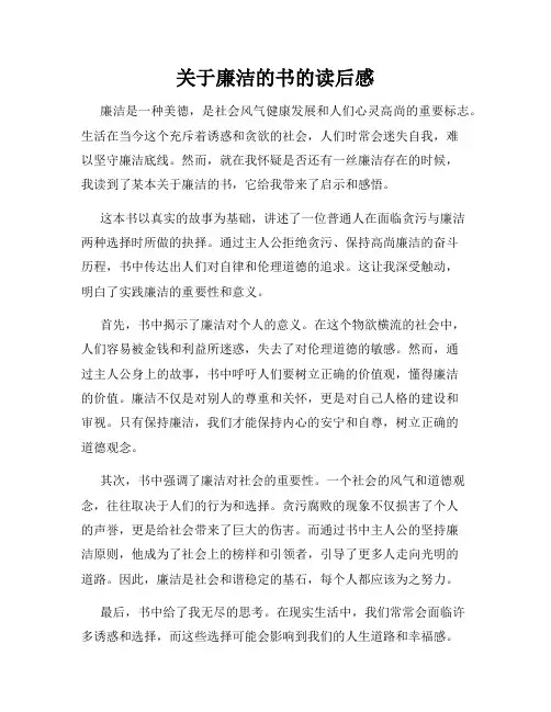 关于廉洁的书的读后感