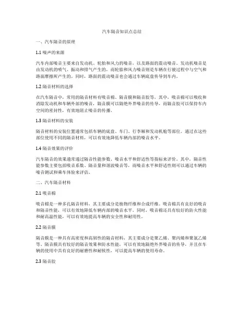 汽车隔音知识点总结