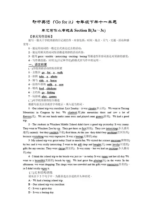 人教七年级下Unit11单元写作小专题